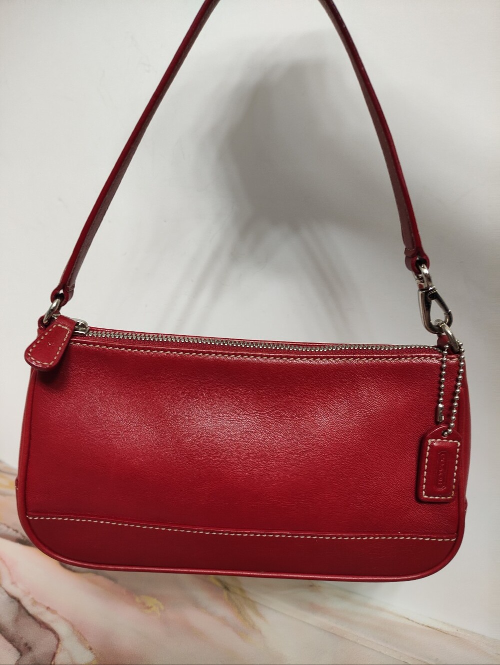 Vintage Coach 7785 Hamptons Leather Demi Bag Red